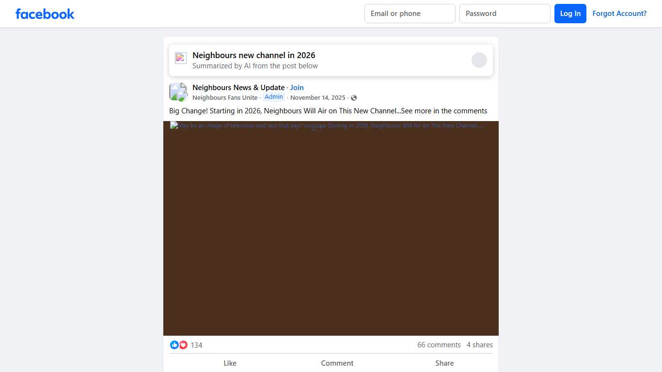 Neighbours News & Update Big Change! Starting in 2026, Neighbours Will Air on This New Channel...See more in the comments Facebook